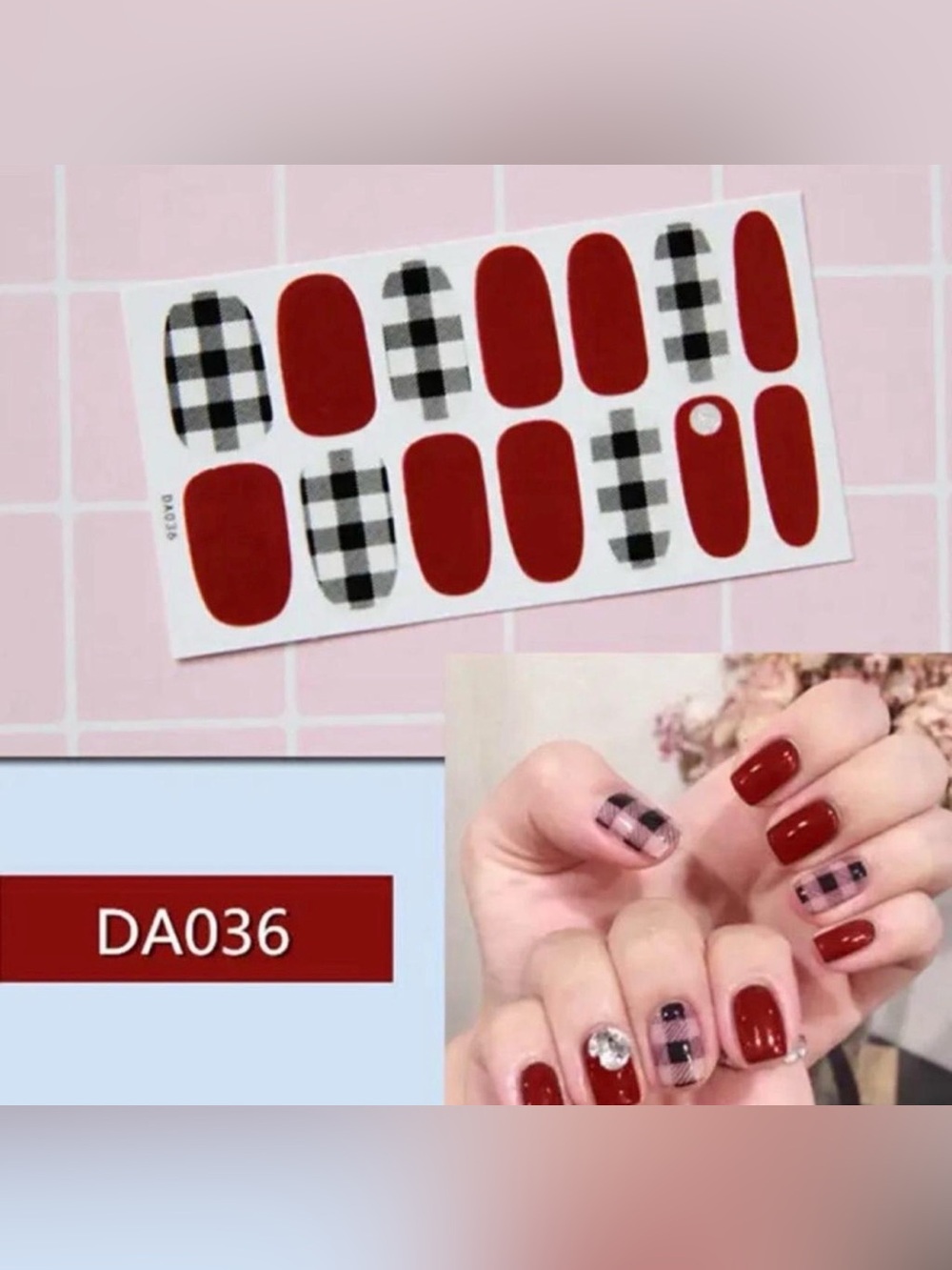 $1 Red Plaid Nail Sticker Wraps $1 WITH ANY $10 ORDER OR MORE
